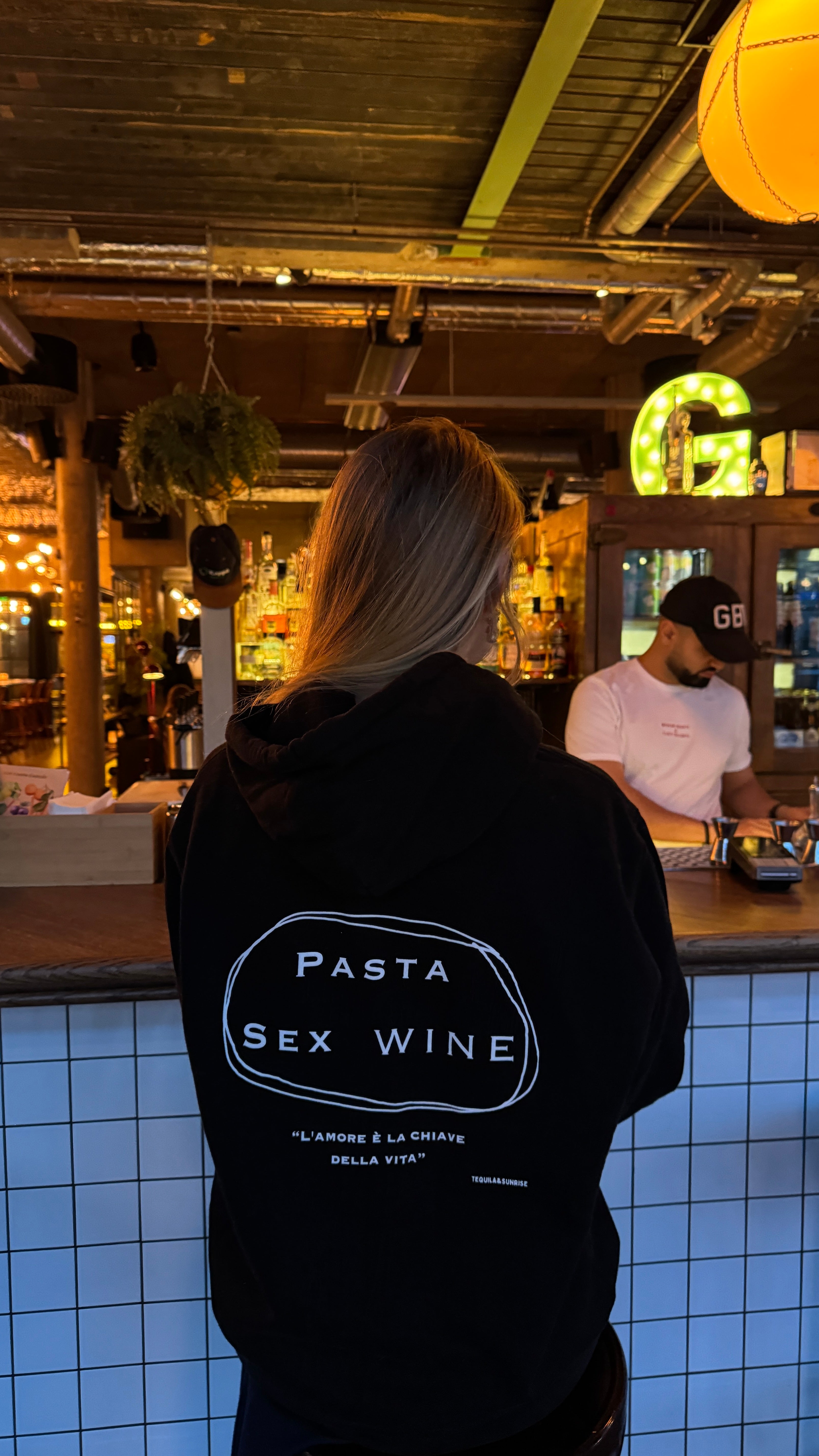 The Pasta & Sex & Wine Eco Hoodie - Tequila & Sunrise