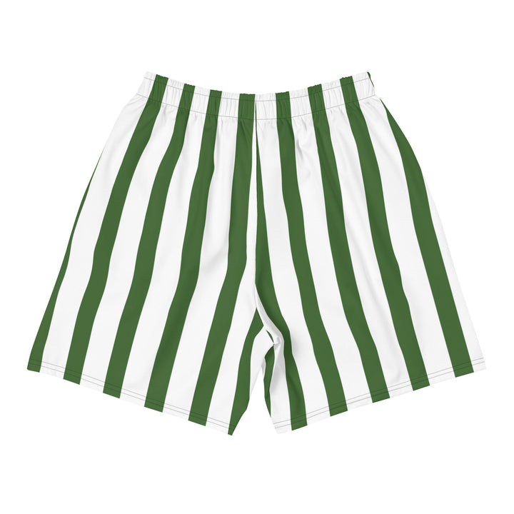 Men's green athletic shorts with a comfortable elastic waistband and eco-friendly recycled fabric, designed by Tequila & Sunrise.