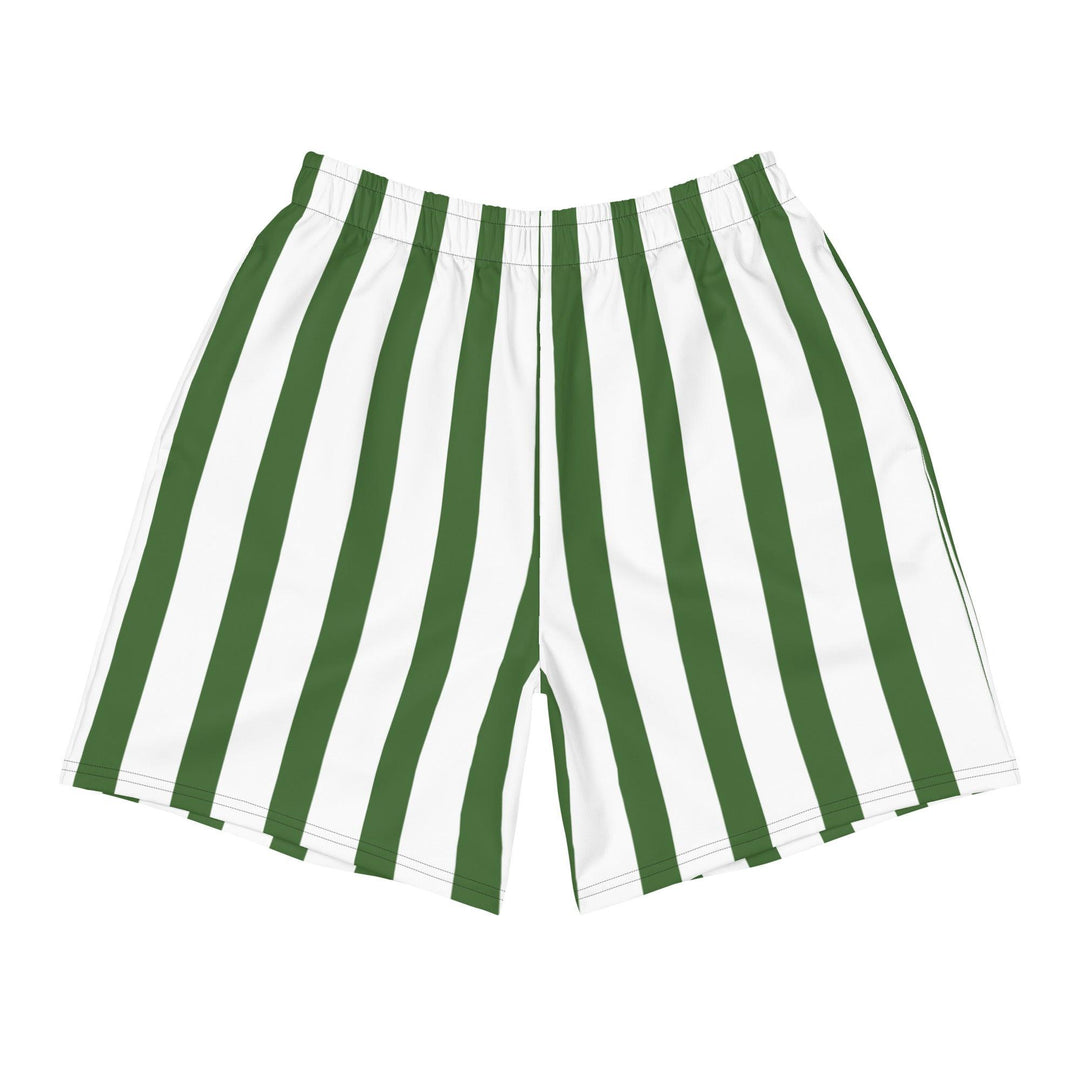 Men's green athletic shorts with a comfortable elastic waistband and eco-friendly recycled fabric, designed by Tequila & Sunrise.