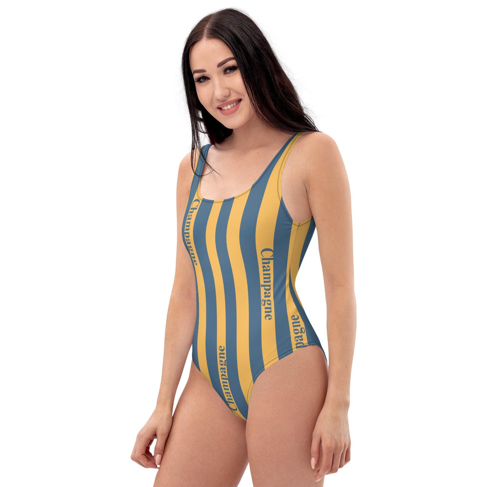 The Champagne Striped Swimsuit