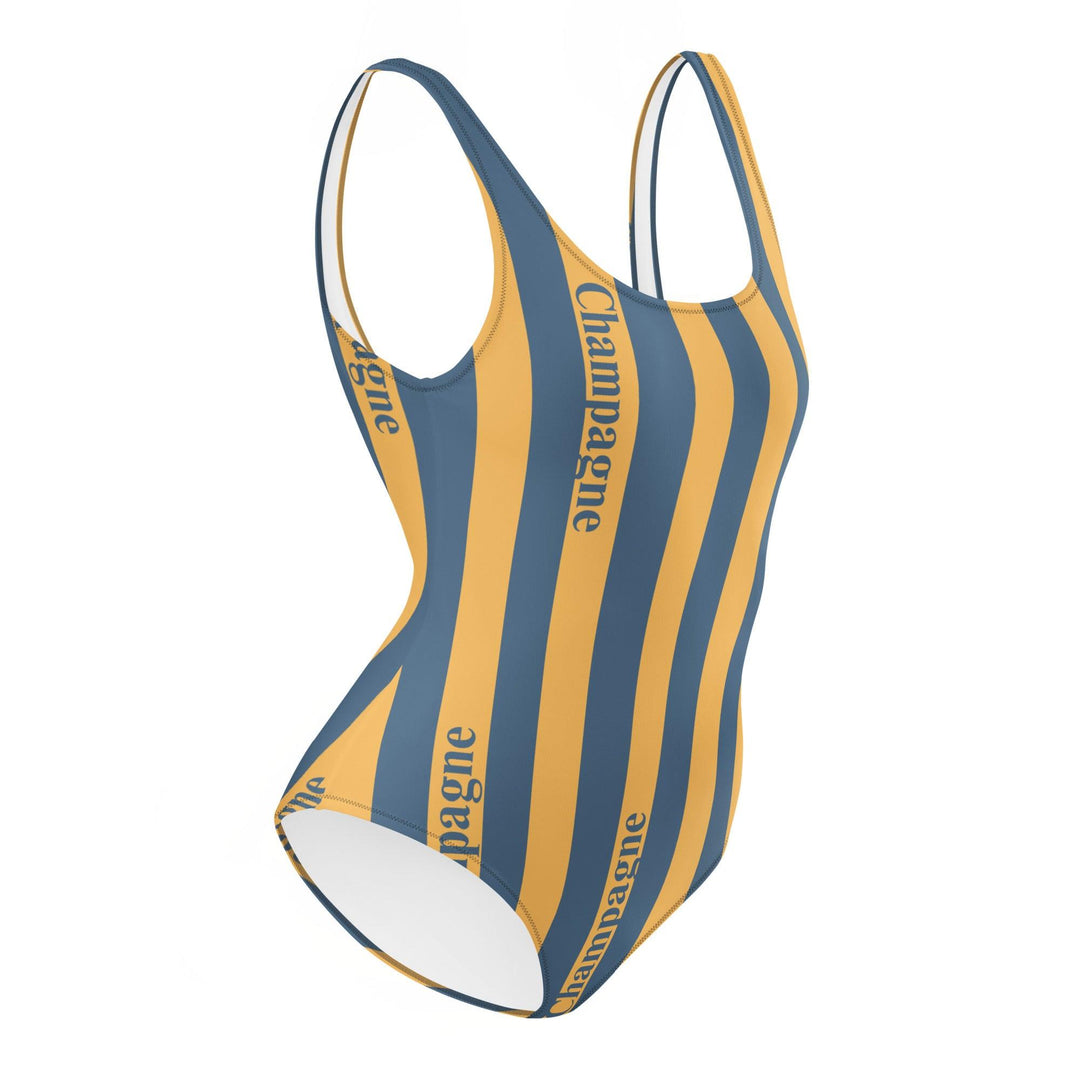 The Champagne Striped Swimsuit