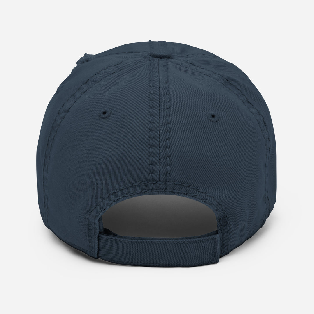 Back view of The Wealth Club Hat by Tequila & Sunrise is a navy dad hat with an adjustable strap.