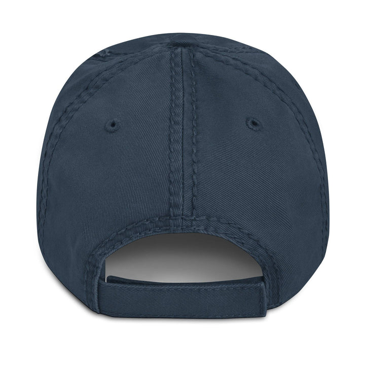 Back view of The New York Downtown Athletic Club Hat by Tequila & Sunrise, featuring an adjustable strap, stitched seams, and made from durable pre-shrunk cotton twill in navy blue.