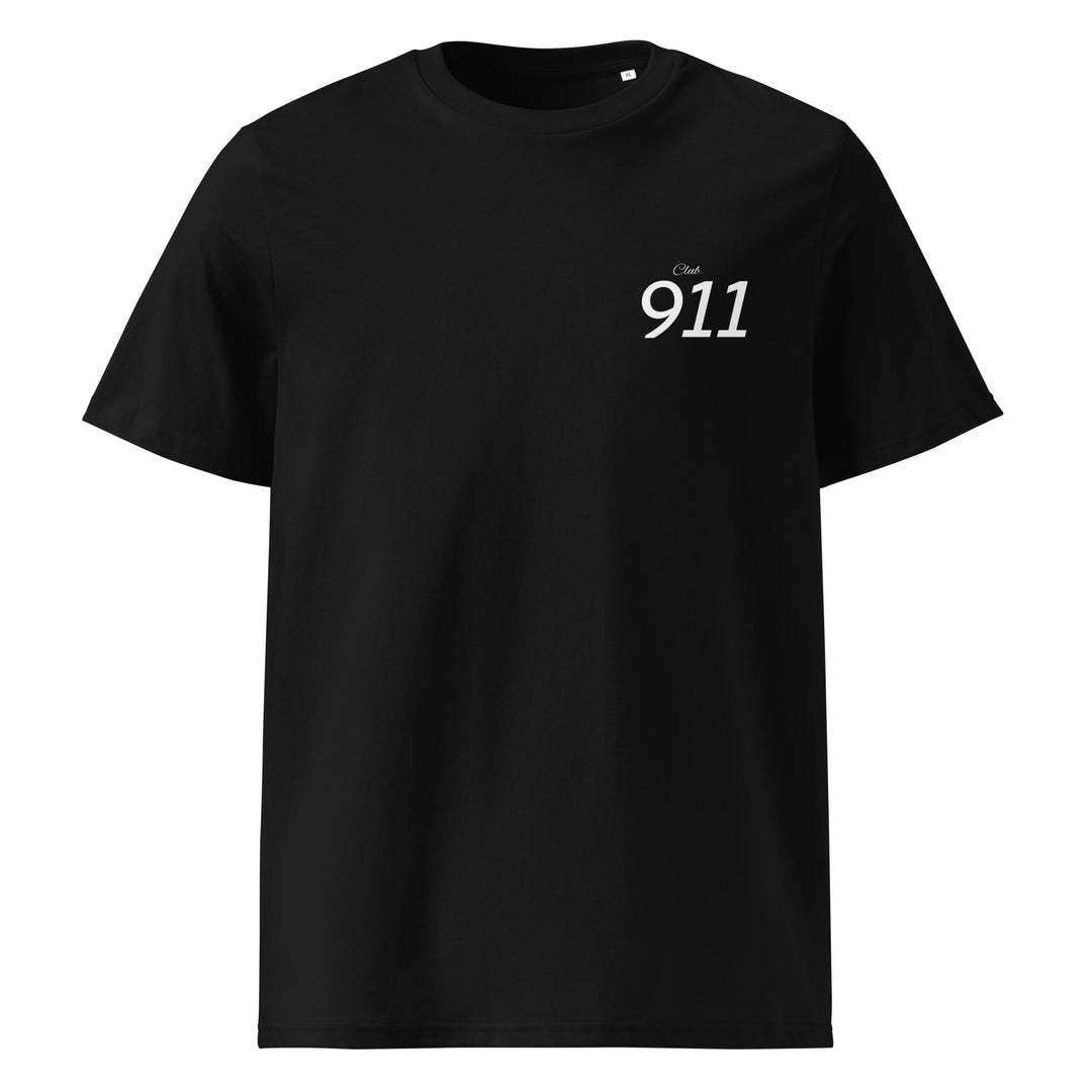 Porsche Club 911 Organic T-shirt in black with a sleek 911 graphic, perfect for car enthusiasts and motorsport lovers.