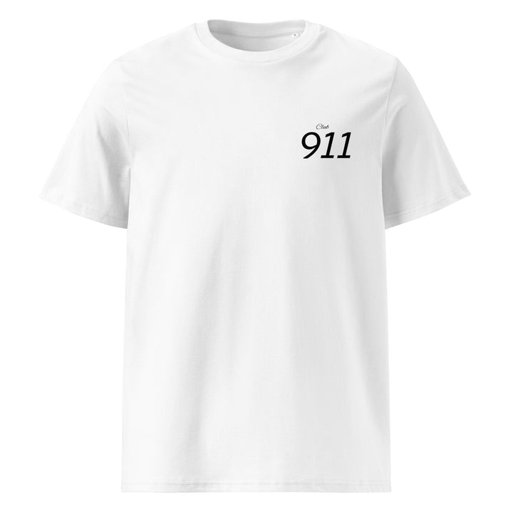 Porsche Club 911 Organic T-shirt in white, showcasing a clean motorsport-inspired design.