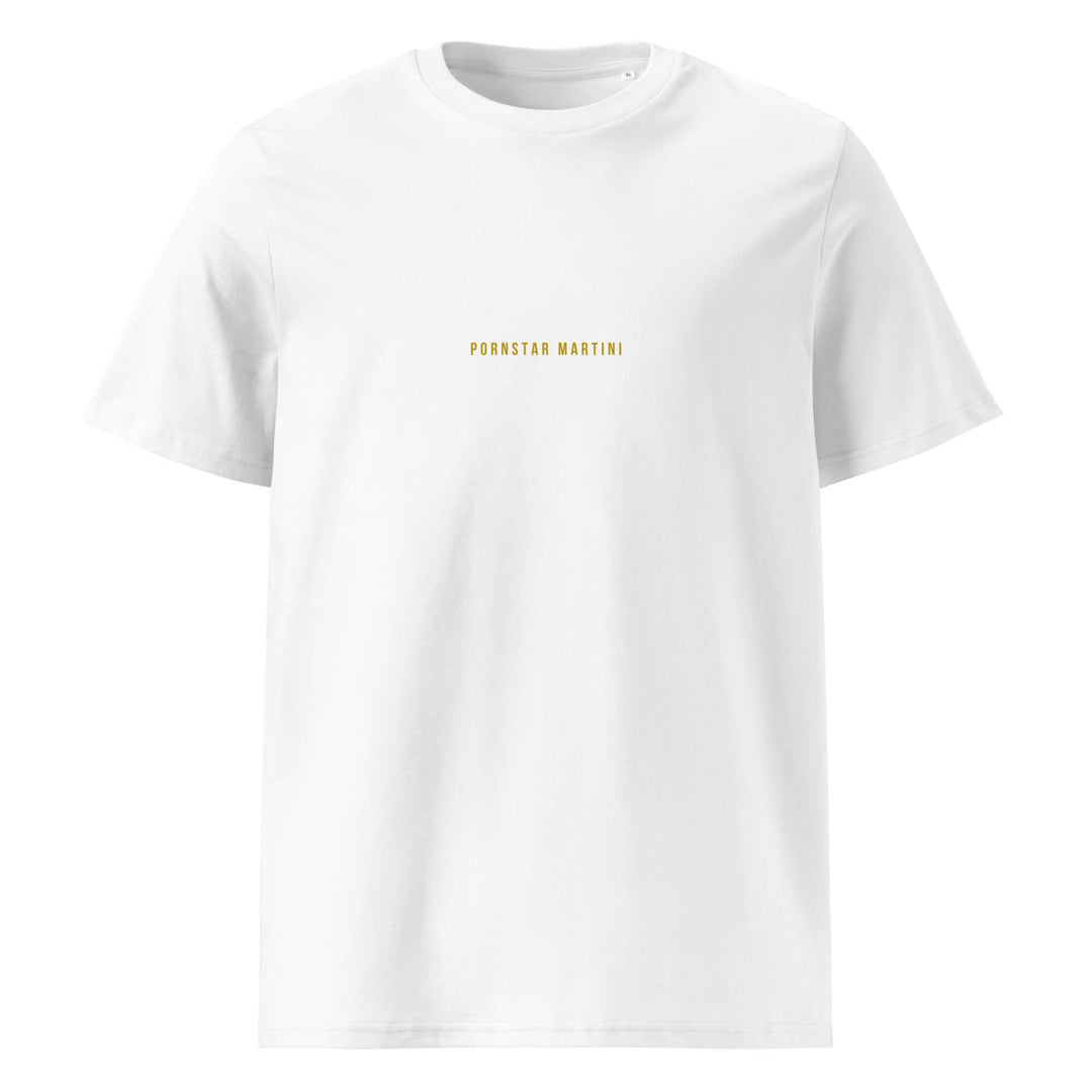 Pornstar Martini Organic T-shirt in white, crafted from 100% organic cotton for a comfy and eco-friendly fit.