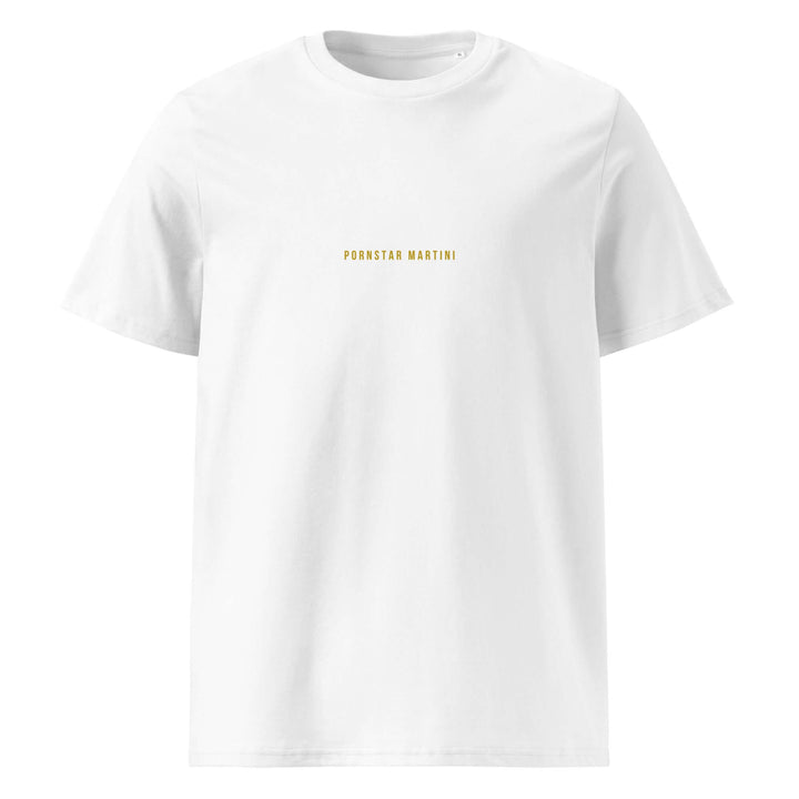 Pornstar Martini Organic T-shirt in white, crafted from 100% organic cotton for a comfy and eco-friendly fit.